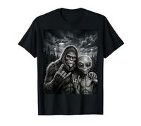 Funny Bigfoot Selfie Rock En UFO Sasquatch Camiseta