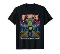 Funny Bigfoot UFO autoestopista Retro psicodélico Arte de Ciencia ficción Camiseta