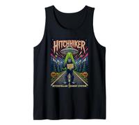 Funny Bigfoot UFO autoestopista Retro psicodélico Arte de Ciencia ficción Camiseta sin Mangas