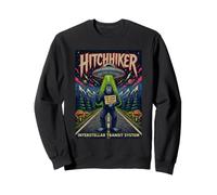 Funny Bigfoot UFO autoestopista Retro psicodélico Arte de Ciencia ficción Sudadera