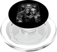 Funny Bigfoot y Alien Selfie UFO Peace Sign PopSockets PopGrip para MagSafe