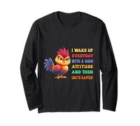Funny Bird Grumpy Rooster Sarcastic Quote Chicken Humor Joke Manga Larga
