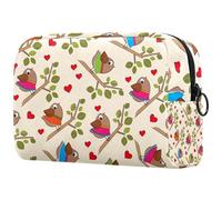 Funny Birds Rest on The Branches - Bolsa de cosméticos para mujer, neceser de viaje, bolsa organizadora de maquillaje grande con cremallera, multicolor, 18.5x7.5x13cm/7.3x3x5.1in, Neceser