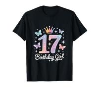 Funny Birthday Girl 17 Diciendo Sparkle Crown Magic Camiseta