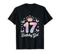 Funny Birthday Girl 17 Diciendo Sparkle Crown Magic Camiseta