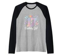 Funny Birthday Girl 17 Diciendo Sparkle Crown Magic Camiseta Manga Raglan