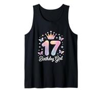 Funny Birthday Girl 17 Diciendo Sparkle Crown Magic Camiseta sin Mangas