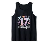 Funny Birthday Girl 17 Diciendo Sparkle Crown Magic Camiseta sin Mangas