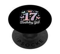 Funny Birthday Girl 17 Diciendo Sparkle Crown Magic PopSockets PopGrip Adhesivo