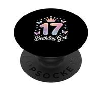 Funny Birthday Girl 17 Diciendo Sparkle Crown Magic PopSockets PopGrip Adhesivo