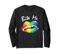 Funny Bite Me Halloween Costume Vampire Lips LGBTQ+ Pride Manga Larga