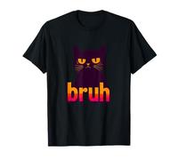 Funny Black Cat Bruh Quotes Illustration Graphic Designs Camiseta