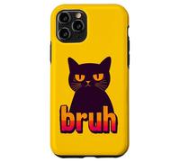 Funny Black Cat Bruh Quotes Illustration Graphic Designs Carcasa para iPhone 11 Pro