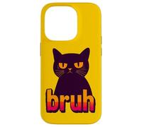 Funny Black Cat Bruh Quotes Illustration Graphic Designs Carcasa para iPhone 14 Pro