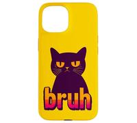 Funny Black Cat Bruh Quotes Illustration Graphic Designs Carcasa para iPhone 15