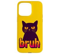 Funny Black Cat Bruh Quotes Illustration Graphic Designs Carcasa para iPhone 15 Pro Max