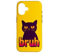 Funny Black Cat Bruh Quotes Illustration Graphic Designs Carcasa para iPhone 16