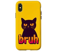 Funny Black Cat Bruh Quotes Illustration Graphic Designs Carcasa para iPhone X/XS