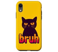 Funny Black Cat Bruh Quotes Illustration Graphic Designs Carcasa para iPhone XR