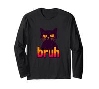 Funny Black Cat Bruh Quotes Illustration Graphic Designs Manga Larga
