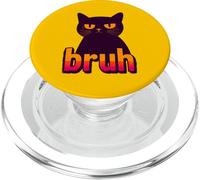Funny Black Cat Bruh Quotes Illustration Graphic Designs PopSockets PopGrip para MagSafe
