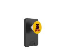 Funny Black Cat Bruh Quotes Illustration Graphic Designs PopSockets PopWallet para MagSafe