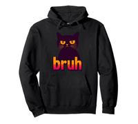 Funny Black Cat Bruh Quotes Illustration Graphic Designs Sudadera con Capucha