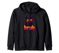 Funny Black Cat Bruh Quotes Illustration Graphic Designs Sudadera con Capucha