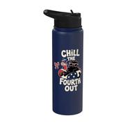 Funny Black Cat Chill The Fourth Out Celebración patriótica Stainless Steel Insulated Water Bottle