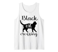 Funny Black Cat Crossing Humorístico Broma Gráfico Gato Negro Camiseta sin Mangas