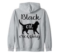 Funny Black Cat Crossing Humorístico Broma Gráfico Gato Negro Sudadera con Capucha