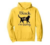 Funny Black Cat Crossing Humorístico Broma Gráfico Gato Negro Sudadera con Capucha