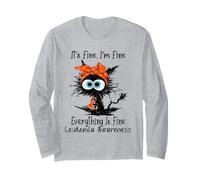 Funny Black Cat It's Fine I'm Fine Leucemia Conciencia Manga Larga