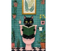 Funny Black Cat Notebook - 6x9'' (80 Pages) | Hilarious Secret Journal for Kids & Adults | Cute Cat Reading on Pink Toilet with Plants | Perfect for ... for Cat Lovers, Writers & Stationery Fans!