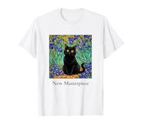 Funny Black Cat Nueva Obra Maestra Inspirada en Van Gogh Camiseta
