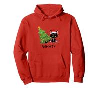 Funny Black Cat Pushing Christmas Tree Over Cat What? Sudadera con Capucha