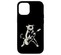 Funny Black Cat Rock and Roll tocando la guitarra Carcasa para iPhone 12/12 Pro