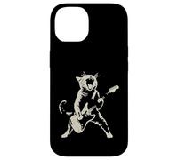 Funny Black Cat Rock and Roll tocando la guitarra Carcasa para iPhone 14