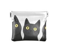Funny Black Cats - Monedero pequeño blanco con diseño de gatos negros, carteras pequeñas y delgadas para mujer, bolsa de monedas de cuero, Funny Black Cats White, 4.33x3.74In, Funny Black Cats White