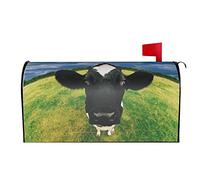 Funny Black Cow Watching on The Grass Green Mailbox Covers Magnético Mailbox Wraps Post Letter Box Cover Standard Oversize 25.5x21 Mailwrap Garden Home Decor