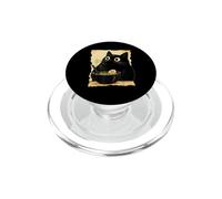 Funny Black Fat Cat Eating Ramen Japanese Kawaii Anime PopSockets PopGrip para MagSafe