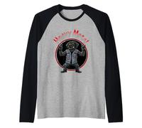Funny Black Labrador Heavy-Metal Rock Música Metalhand Camiseta Manga Raglan