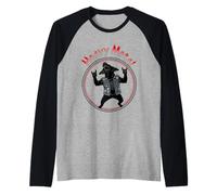 Funny Black Labrador Heavy-Metal Rock Música Metalhand Camiseta Manga Raglan