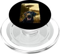 Funny Black Labrador UFO Encounter Labrador Dog Aliens PopSockets PopGrip para MagSafe