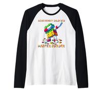 Funny Blocks Bricks Toy Achievement Unlocked Master Builder Camiseta Manga Raglan