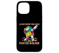 Funny Blocks Bricks Toy Achievement Unlocked Master Builder Carcasa para iPhone 15