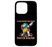 Funny Blocks Bricks Toy Achievement Unlocked Master Builder Carcasa para iPhone 15 Pro MAX