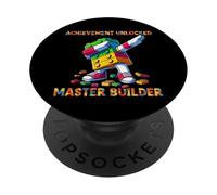 Funny Blocks Bricks Toy Achievement Unlocked Master Builder PopSockets PopGrip Adhesivo