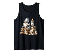 Funny Boat Captain GNOME On Vintage Suitcase and Lighthouse Camiseta sin Mangas