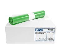 Funny Bolsas de basura regeneradas LDPE tipo 60, color verde, enrolladas, 120 L, 250 unidades